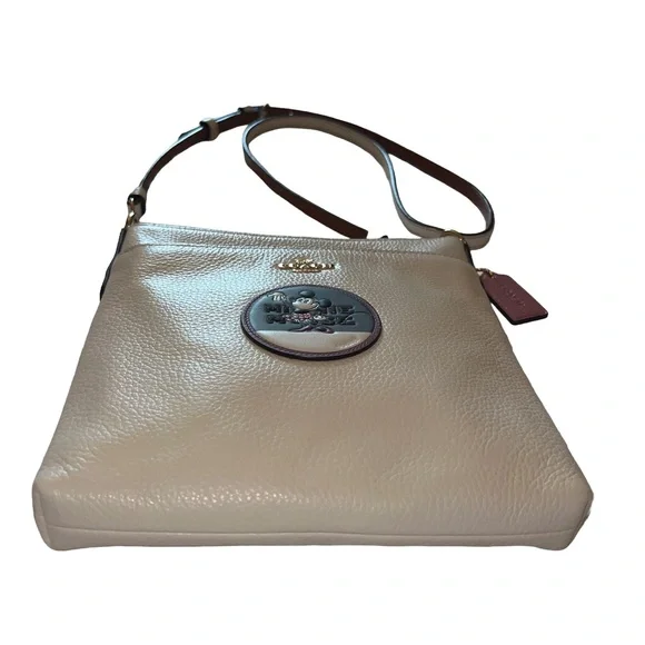 COACH Pebbled Leather Minnie Mouse Kitt Messenger Crossbody With Patches - Picture 4 of 16